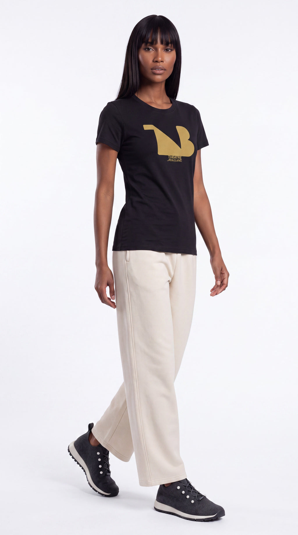 Women's Slim Fit Crewneck Tee Gold Logo