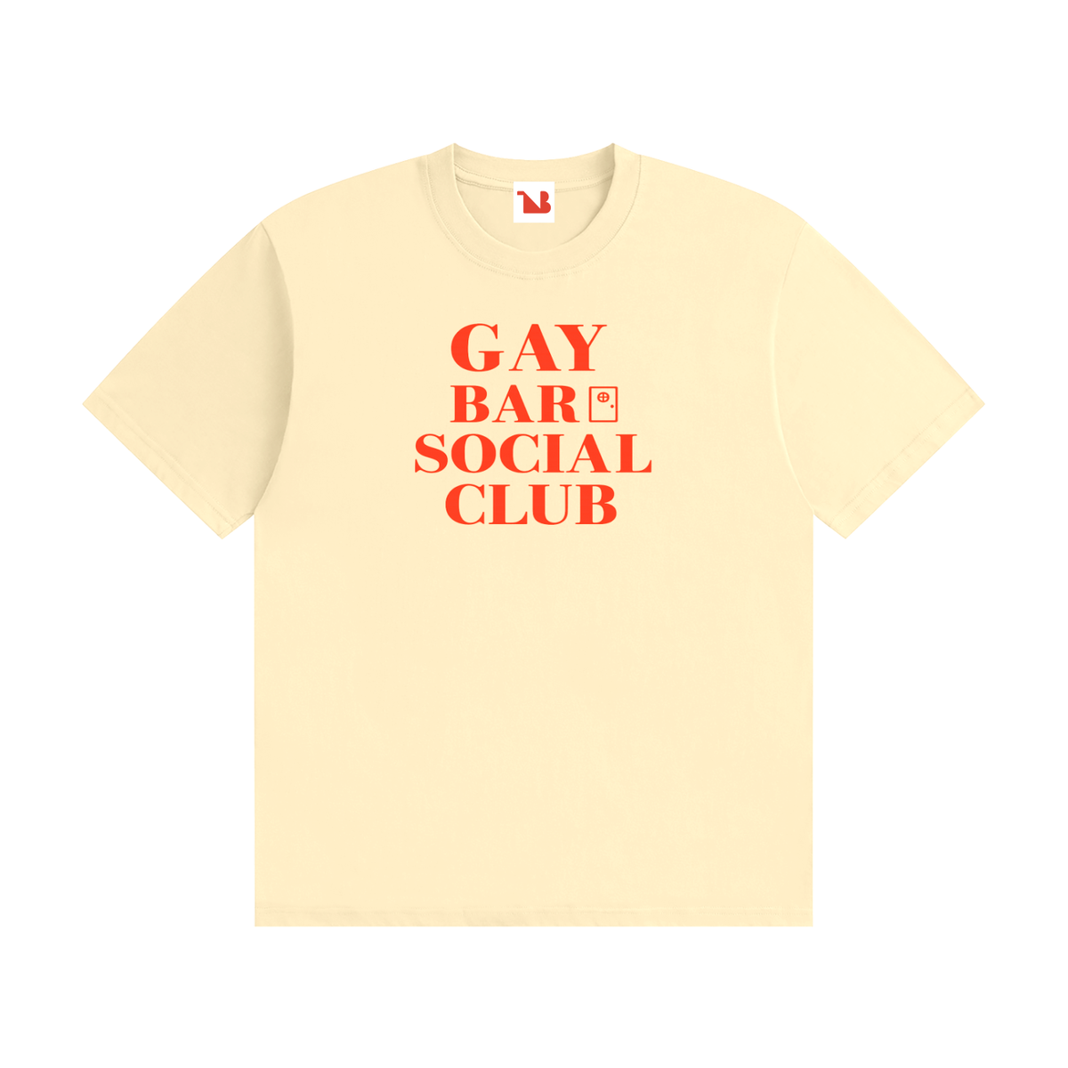 Unisex Seamless 100% Cotton Tee | GAY BAR SOCIAL CLUB Red Logo