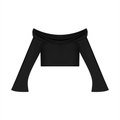 Women's Off-the-Shoulder Bell Sleeve Crop Top