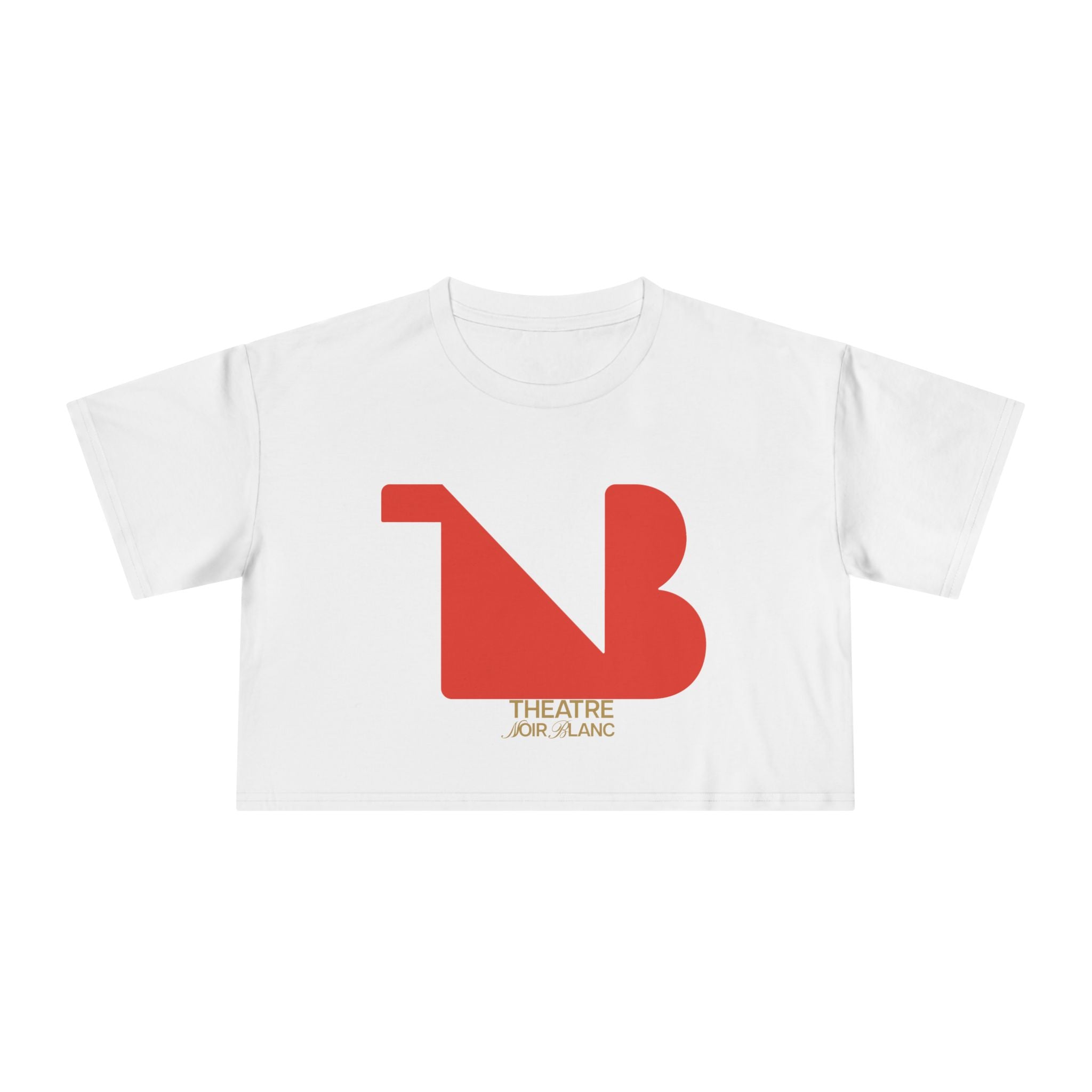 Damen Rundhals Cropped Signature T-Shirt THEATRE NOIR BLANC – Rotes Logo
