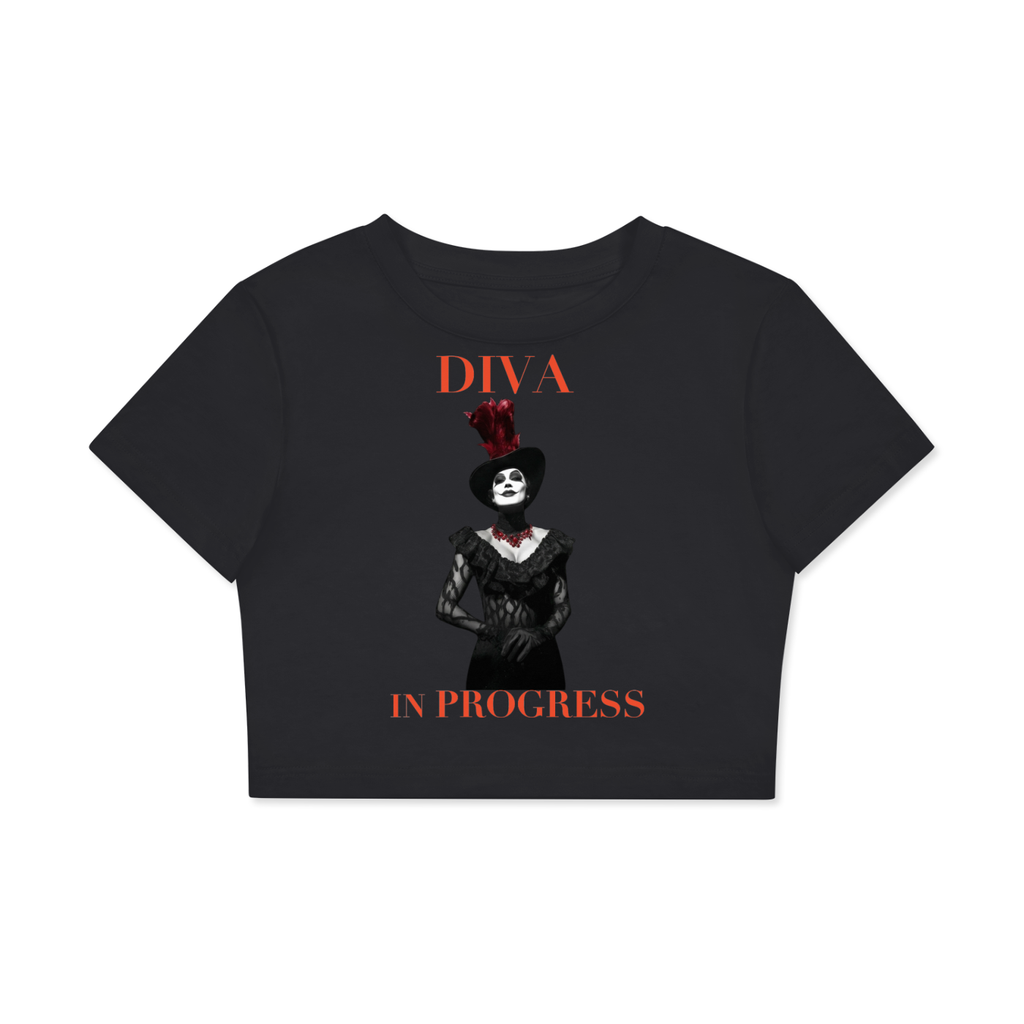 Fitted Crop Graphic Tee — DIVA IN PROGRESS | Noir Aesthetic