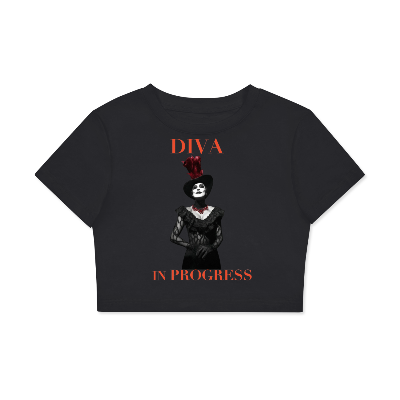 Fitted Crop Graphic Tee — DIVA IN PROGRESS | Noir Aesthetic