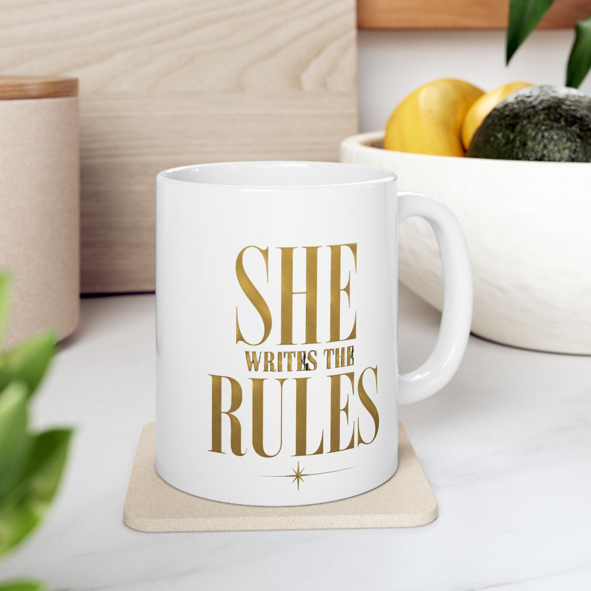 SHE WRITES THE RULES Ceramic Mug