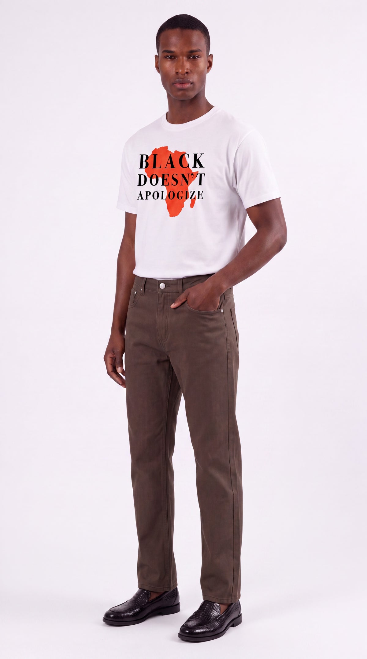 Unisex Seamless 100% Cotton Tee | BLACK DOESN'T APOLOGIZE