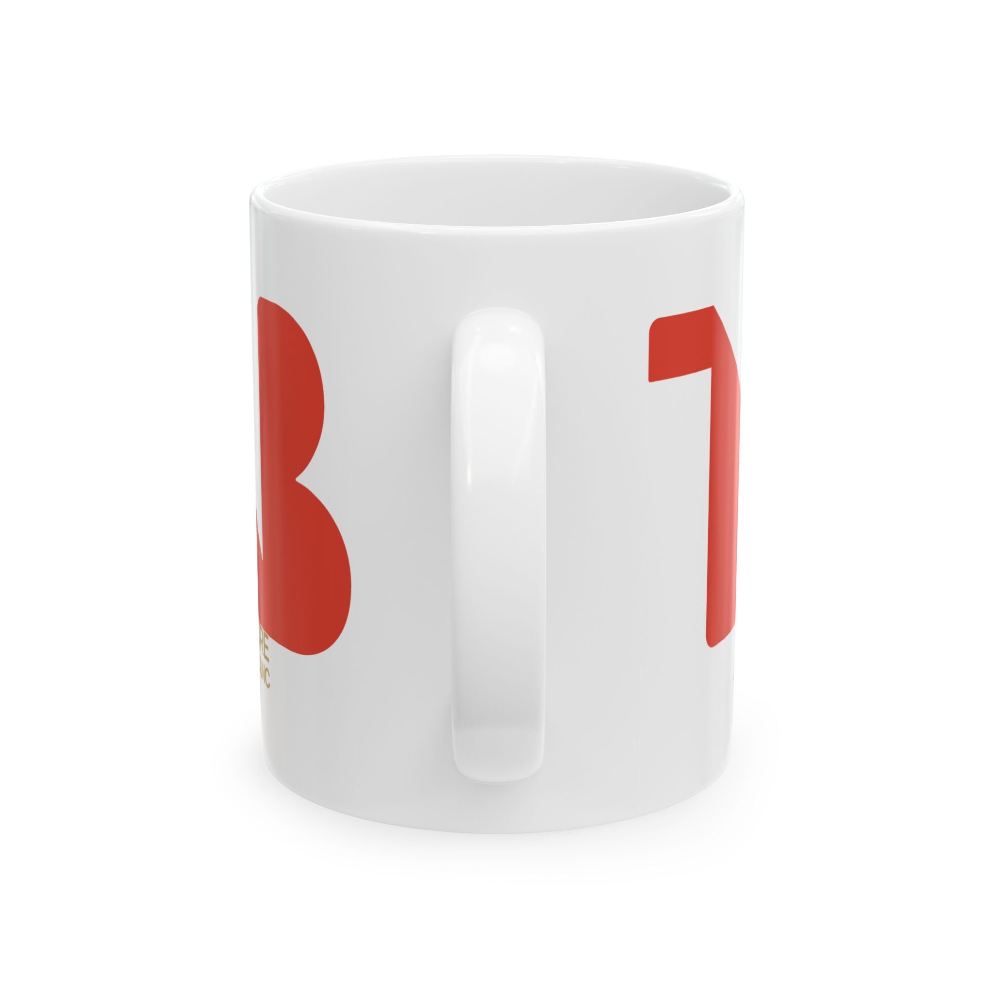 Theatre Noir Blanc Ceramic Mug - Red Logo