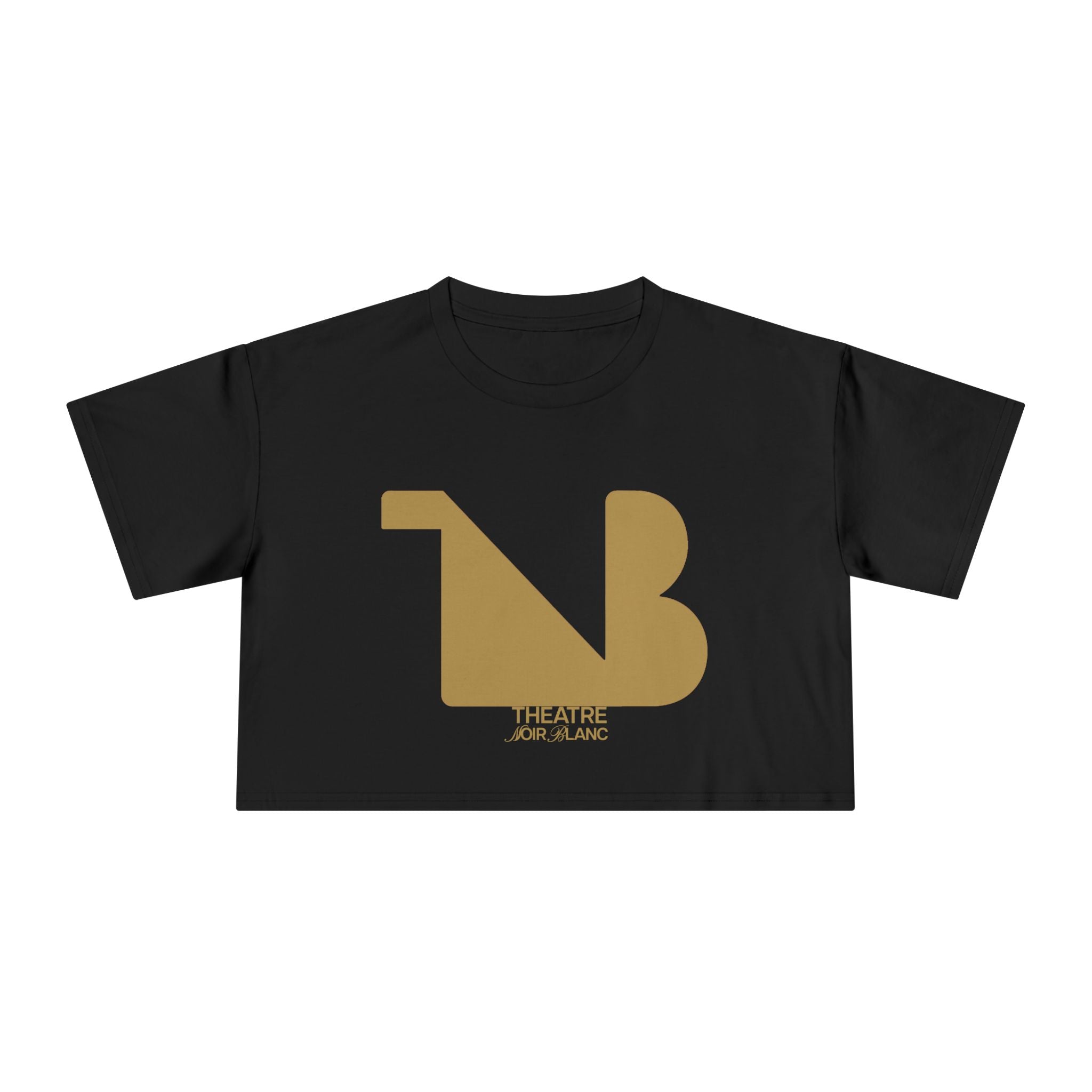 Damen Rundhals Cropped Signature T-Shirt THEATRE NOIR BLANC – Gold Logo