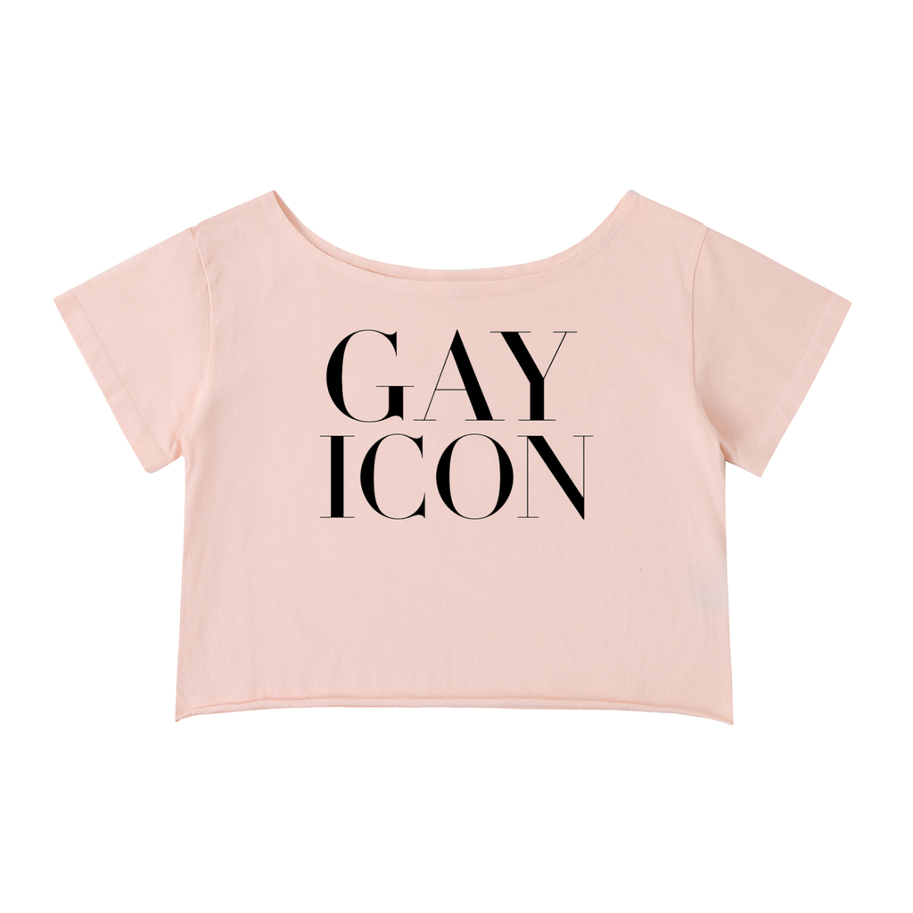 Off-Shoulder Rolled Hem Crewneck Tee |GAY ICON| GAY ICON COLLECTION