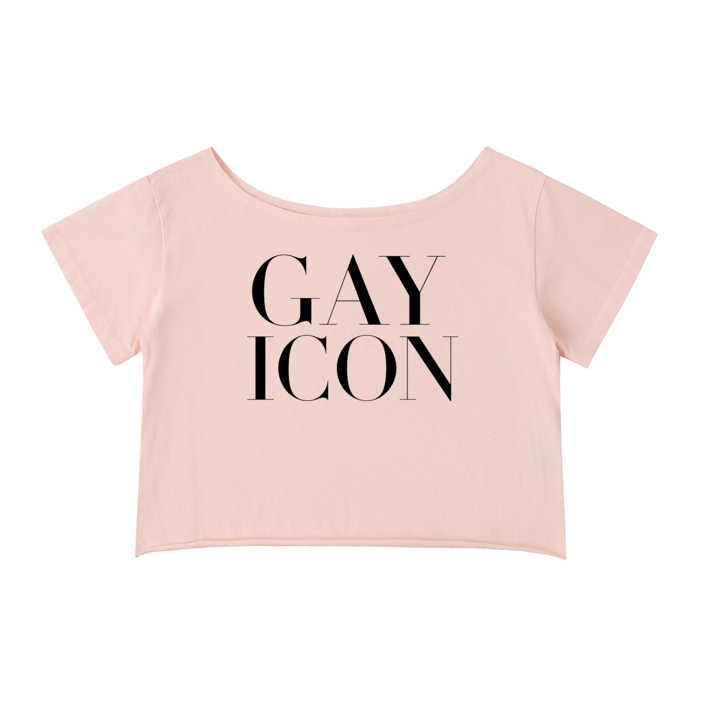 Off-Shoulder Rolled Hem Crewneck Tee |GAY ICON| GAY ICON COLLECTION