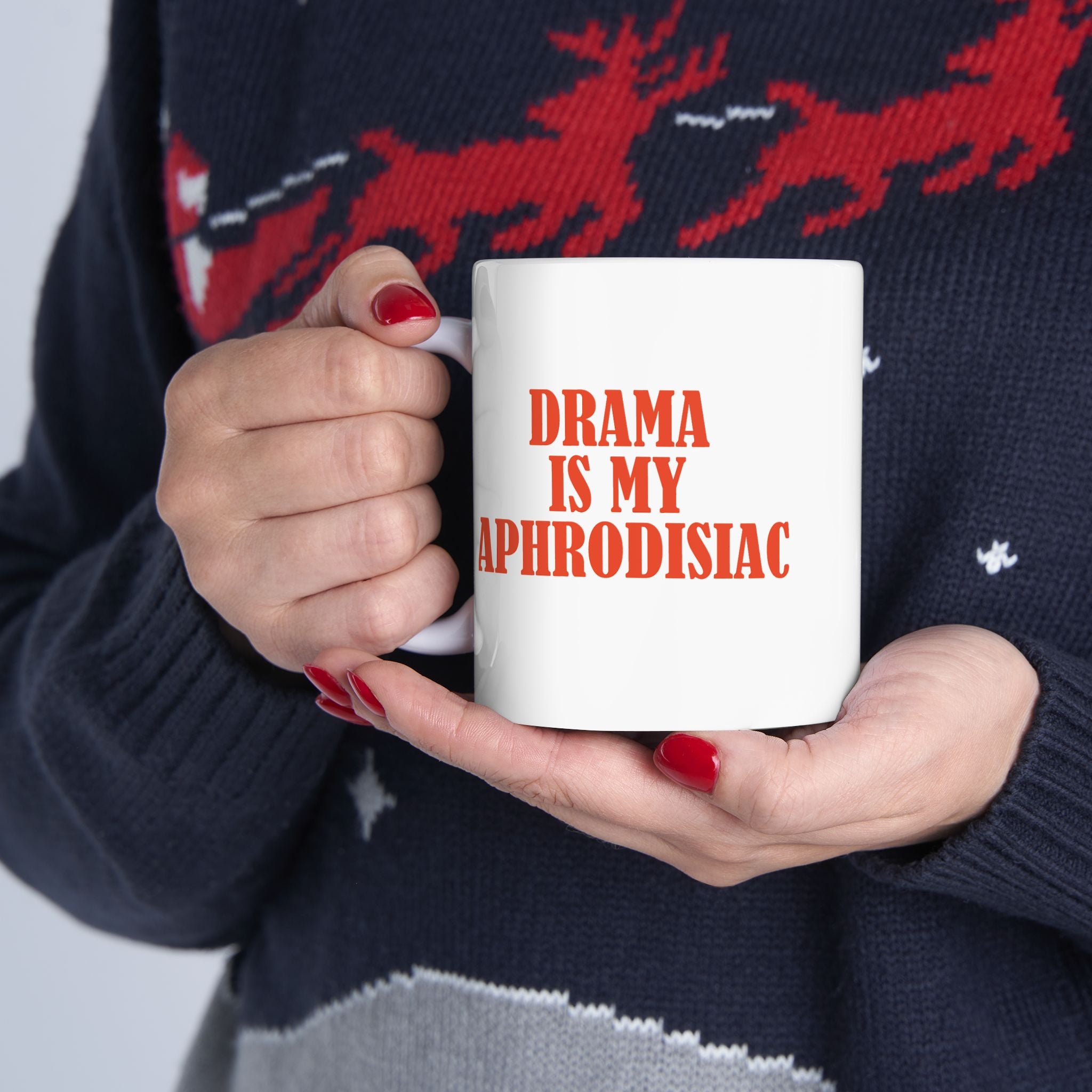 Drama ist mein Aphrodisiakum – Keramiktasse für Theaterliebhaber | Theatre Noir Blanc