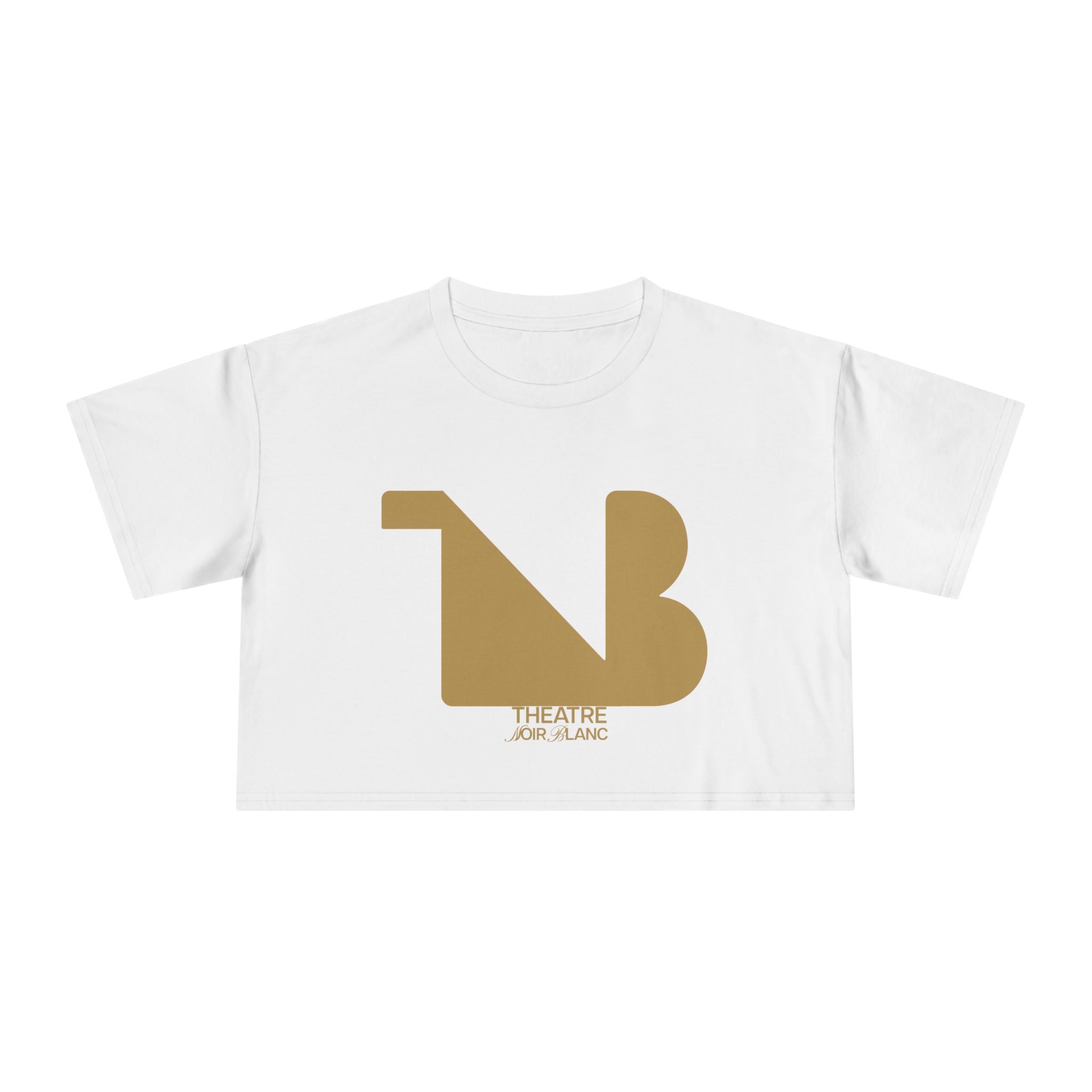 Damen Rundhals Cropped Signature T-Shirt THEATRE NOIR BLANC – Gold Logo