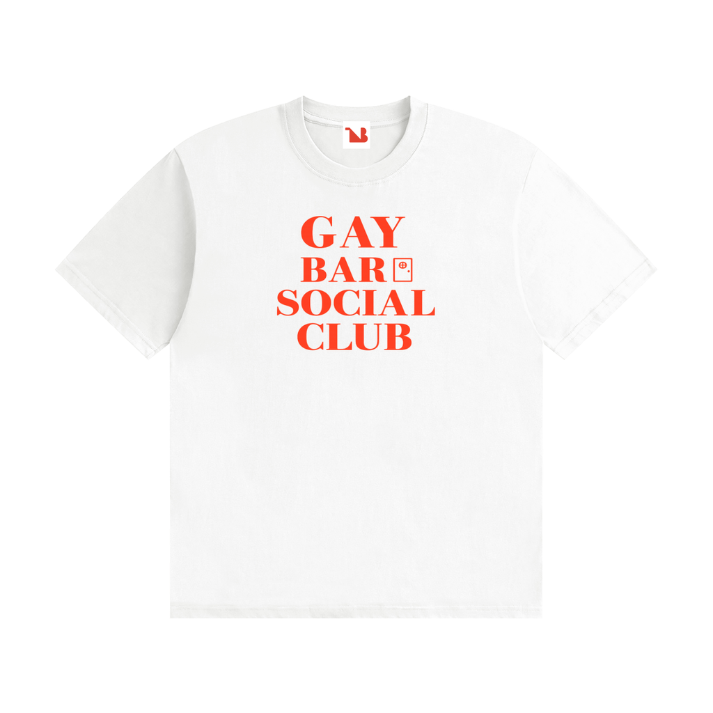 Unisex Seamless 100% Cotton Tee | GAY BAR SOCIAL CLUB Red Logo