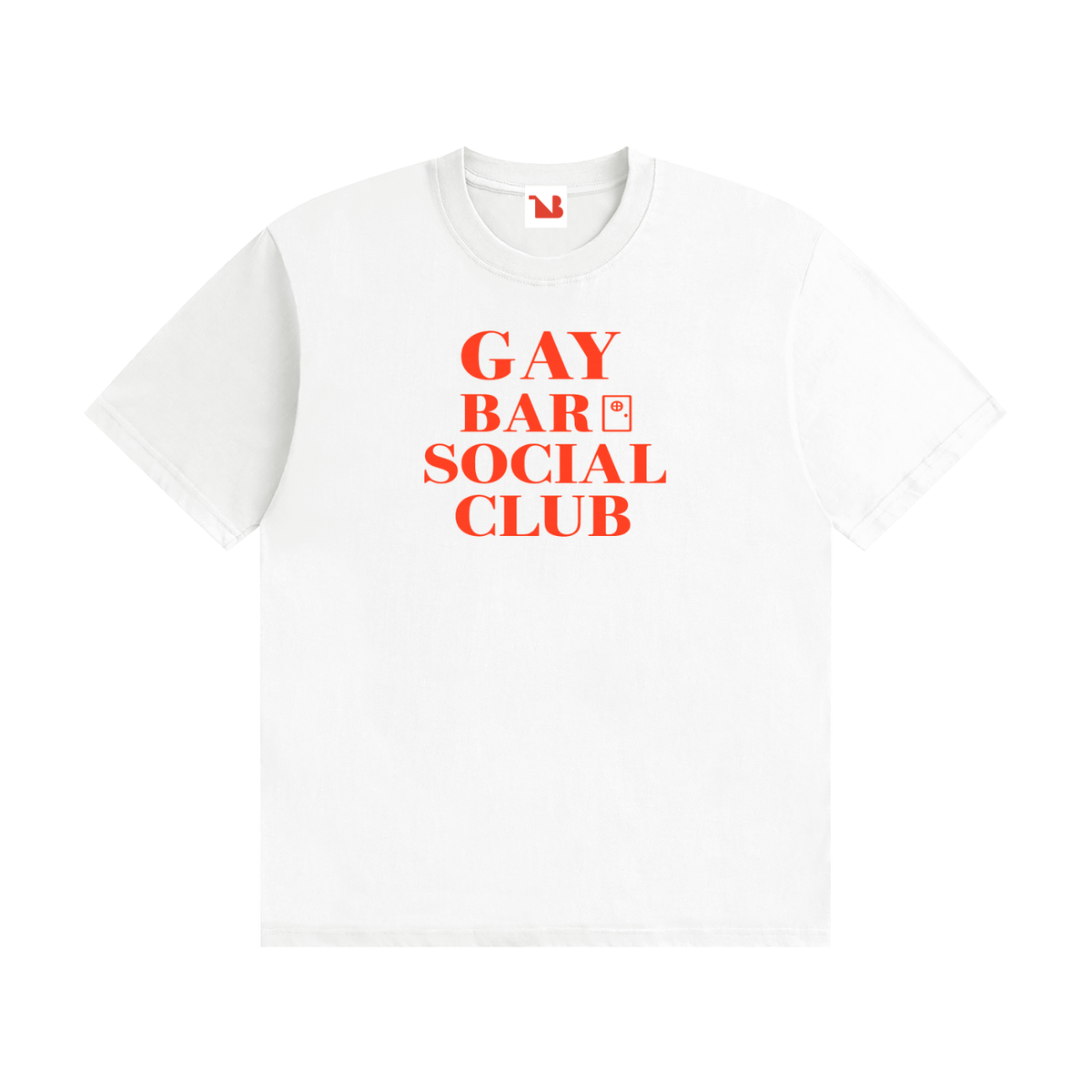 Unisex Seamless 100% Cotton Tee | GAY BAR SOCIAL CLUB Red Logo