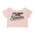 Off-Shoulder Rolled Hem Cotton T-Shirt |LESS SHAME MORE SEQUINS | CONVERSATION COLLECTION