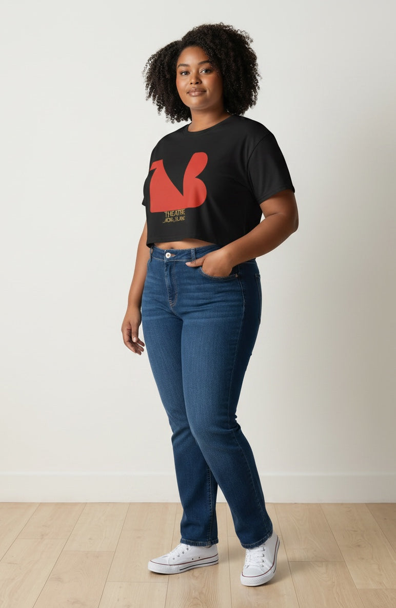Women's Crewneck Cropped Signature Tee THEATRE NOIR BLANC - Red Logo