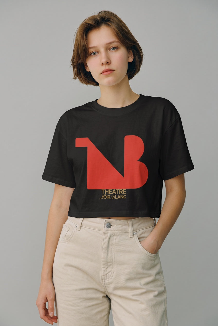 Women's Crewneck Cropped Signature Tee THEATRE NOIR BLANC - Red Logo