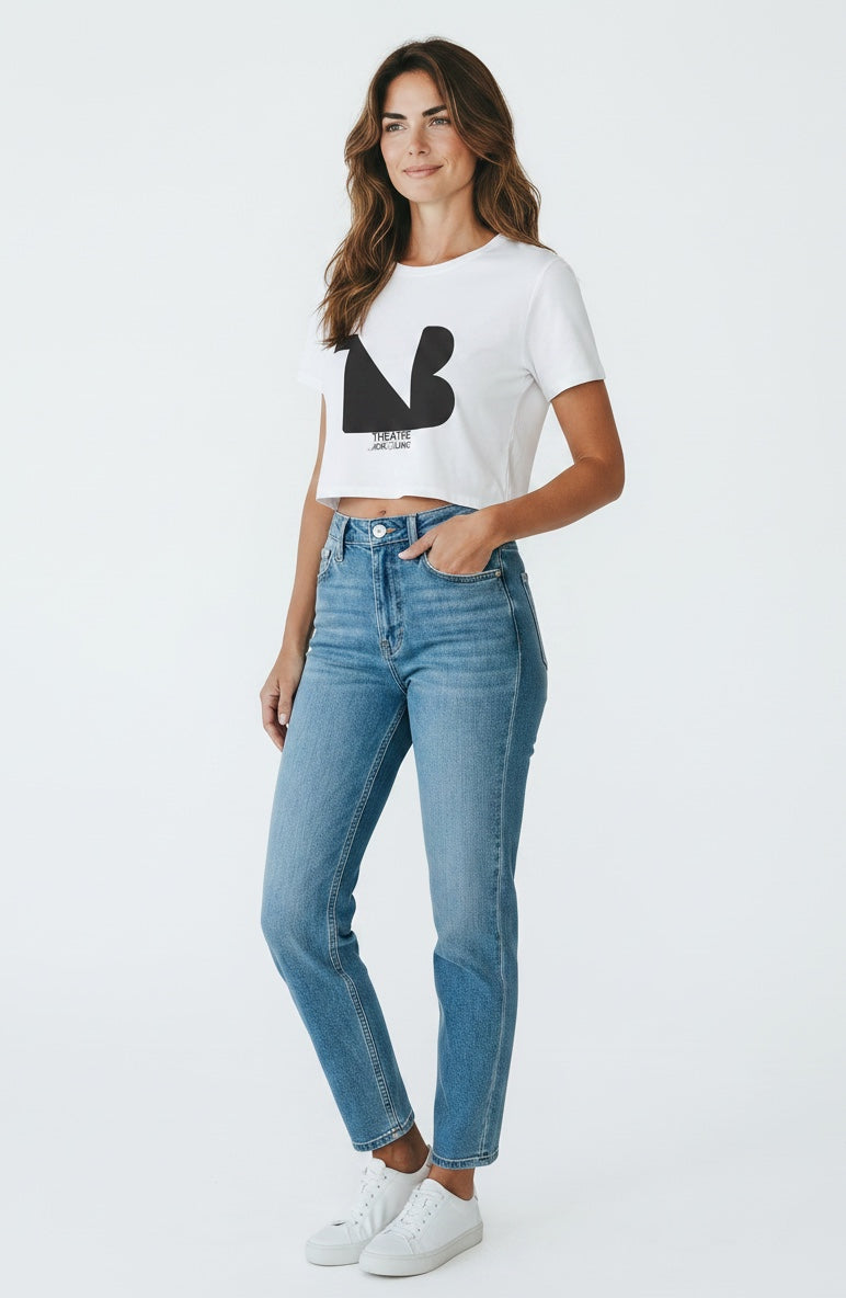 Women's Crewneck Cropped Signature Tee THEATRE NOIR BLANC - Black Logo