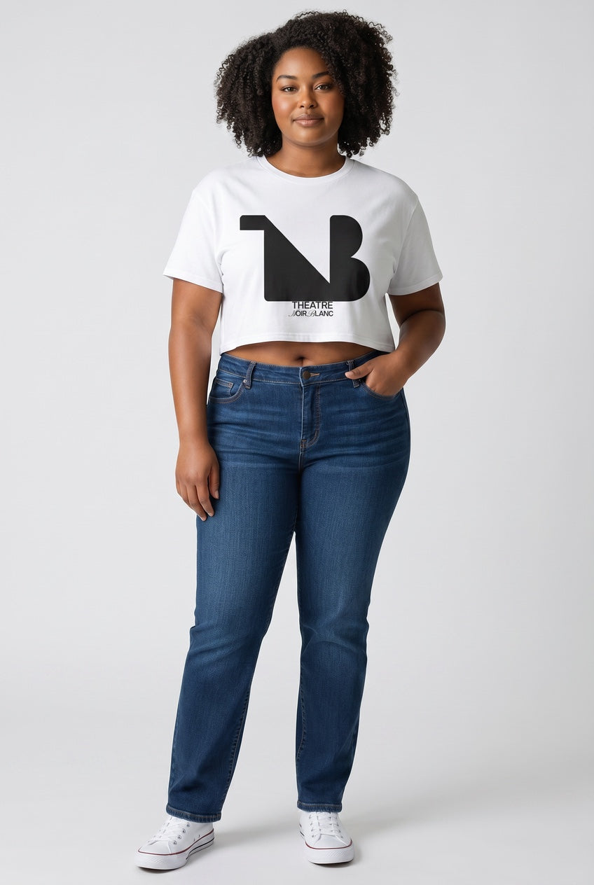 Women's Crewneck Cropped Signature Tee THEATRE NOIR BLANC - Black Logo