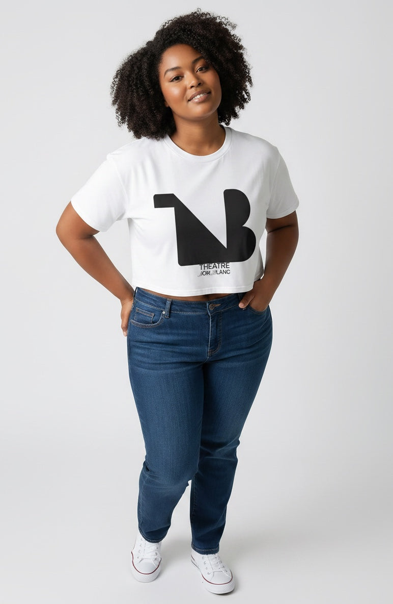 Women's Crewneck Cropped Signature Tee THEATRE NOIR BLANC - Black Logo