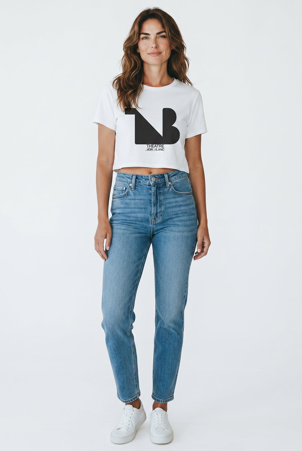 Women's Crewneck Cropped Signature Tee THEATRE NOIR BLANC - Black Logo