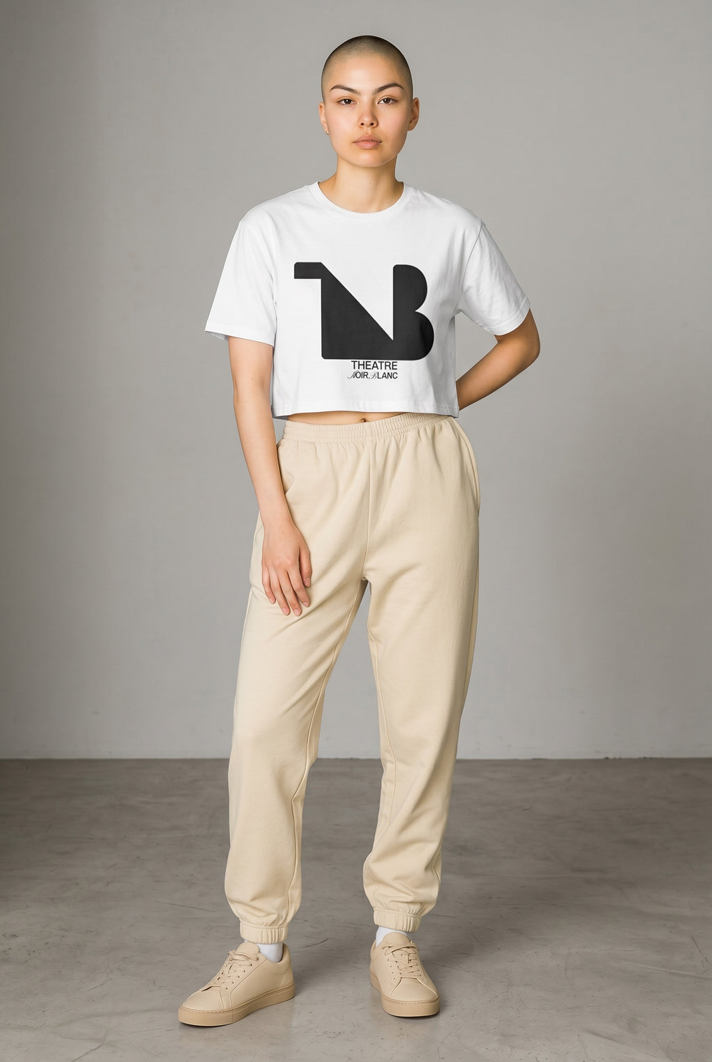 Women's Crewneck Cropped Signature Tee THEATRE NOIR BLANC - Black Logo