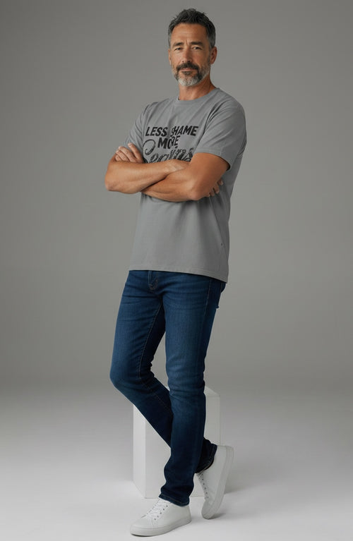 Crewneck Relaxed Fit Tee Shirt | LESS SHAME MORE SEQUINS | CONVERSATION COLLECTION