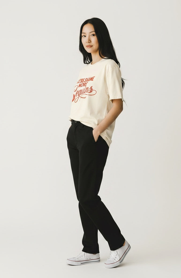 Crewneck Relaxed Fit Tee Shirts | LESS SHAME MORE SEQUINS | CONVERSATION COLLECTION