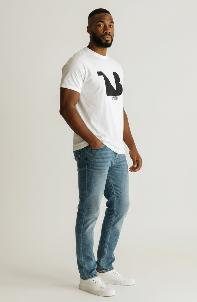 Crewneck Relaxed Fit Tee Shirts | THEATRE NOIR BLANC | Black Logo