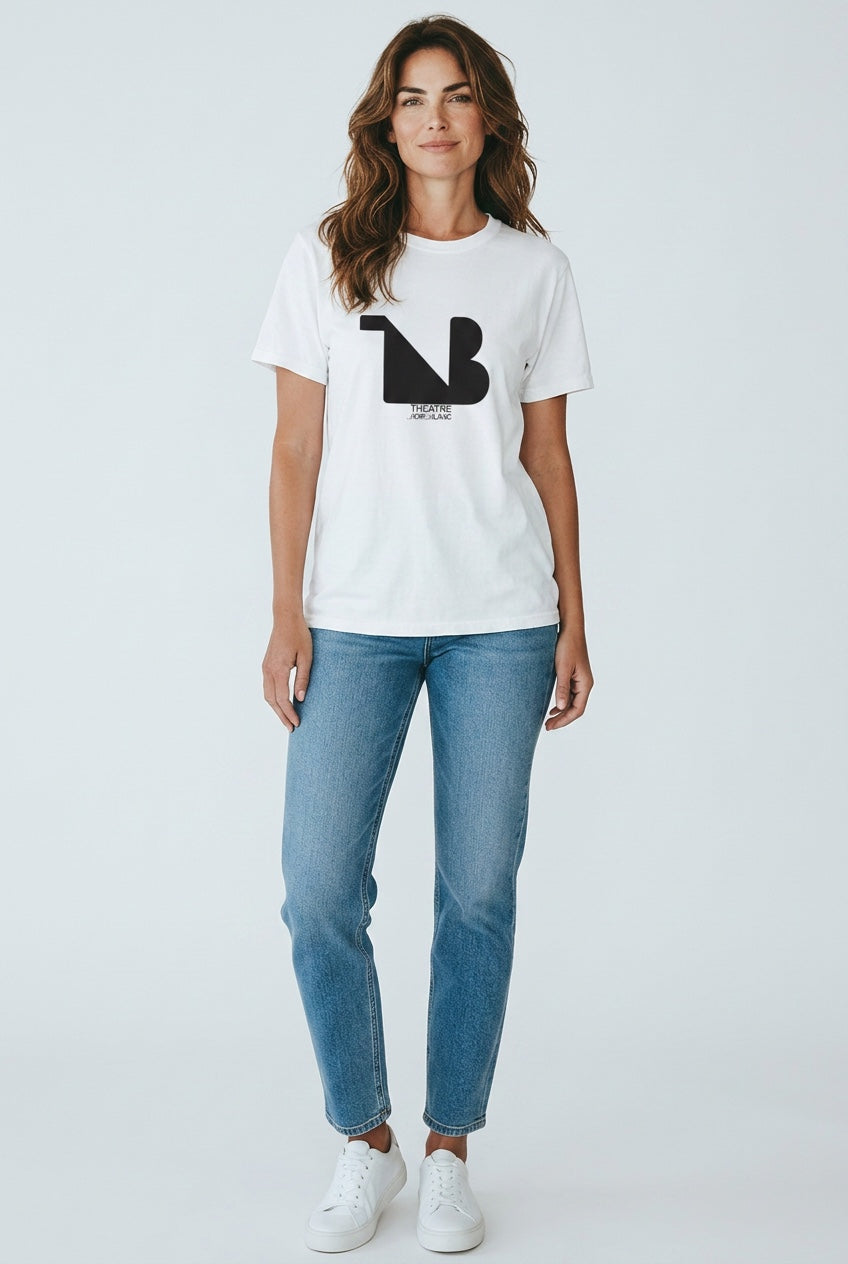 Crewneck Relaxed Fit Tee Shirts | THEATRE NOIR BLANC | Black Logo