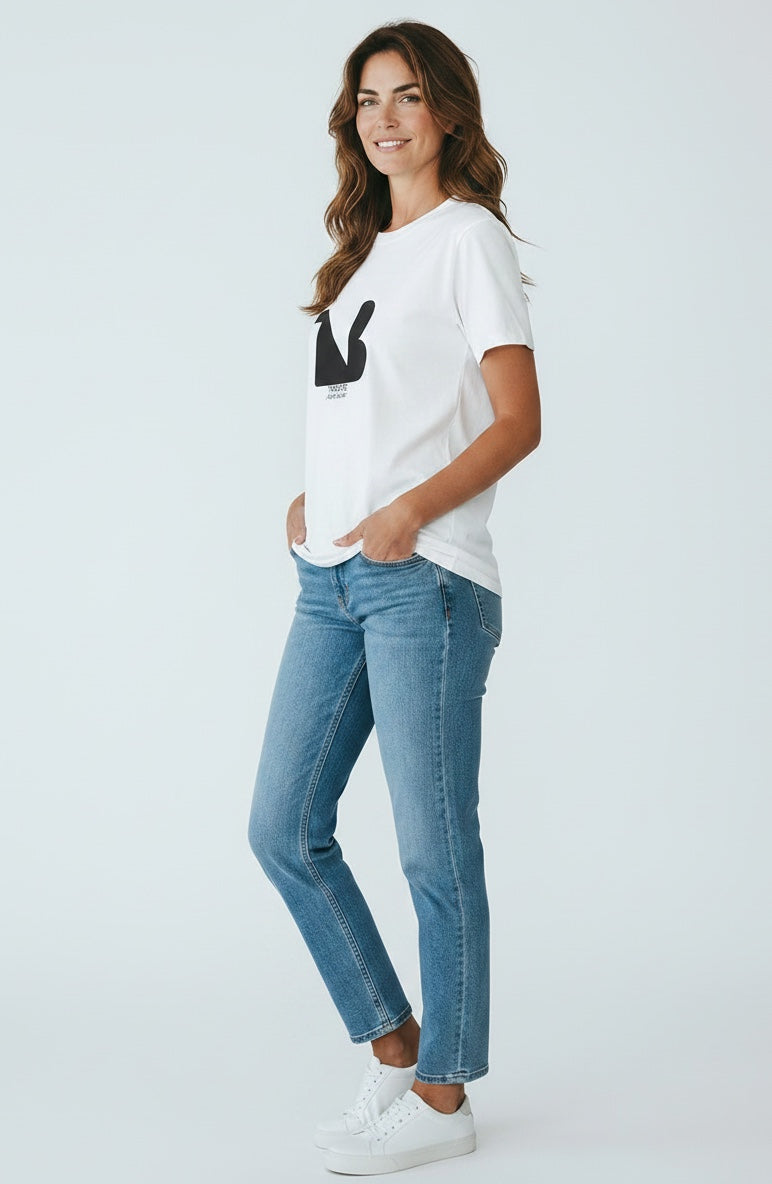 Crewneck Relaxed Fit Tee Shirts | THEATRE NOIR BLANC | Black Logo