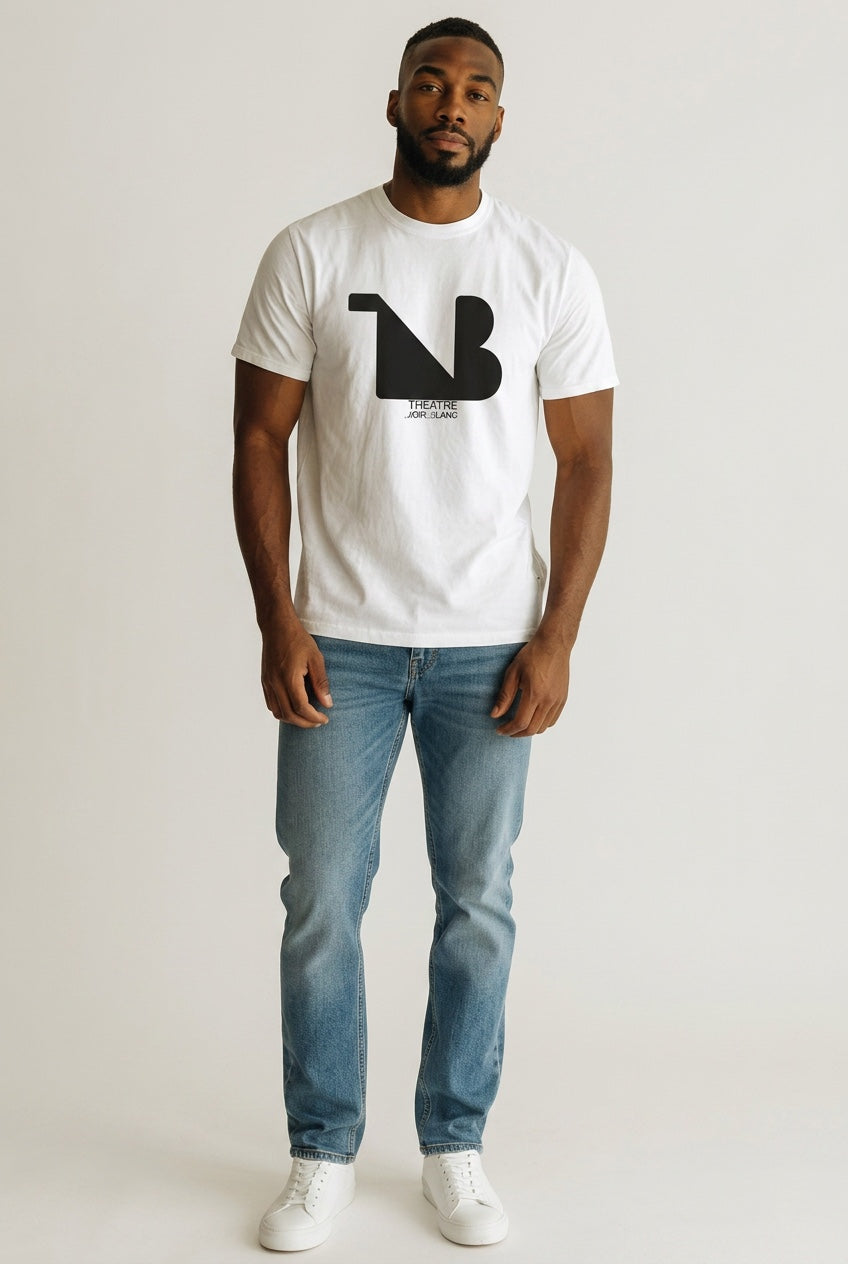 Crewneck Relaxed Fit Tee Shirts | THEATRE NOIR BLANC | Black Logo