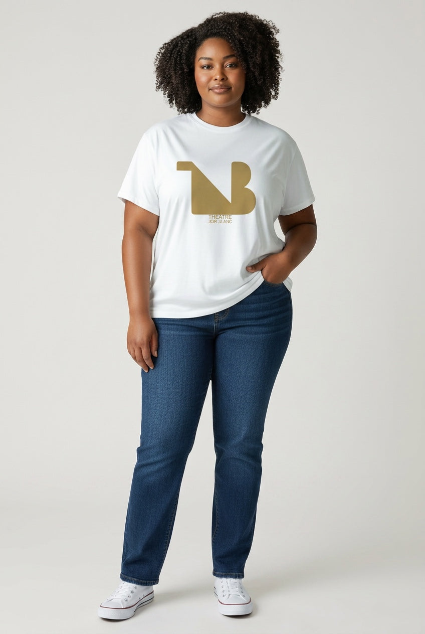 Crewneck Relaxed Fit Tee Shirts | THEATRE NOIR BLANC | Gold Logo