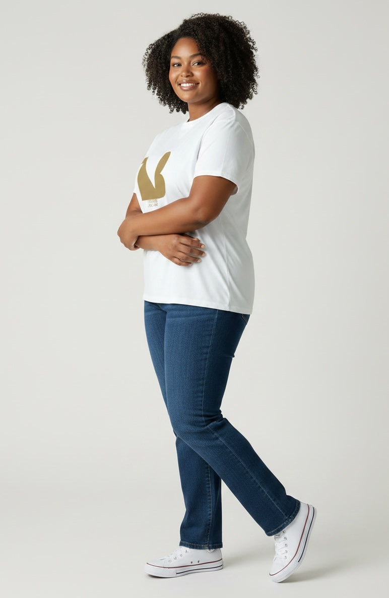 Crewneck Relaxed Fit Tee Shirts | THEATRE NOIR BLANC | Gold Logo