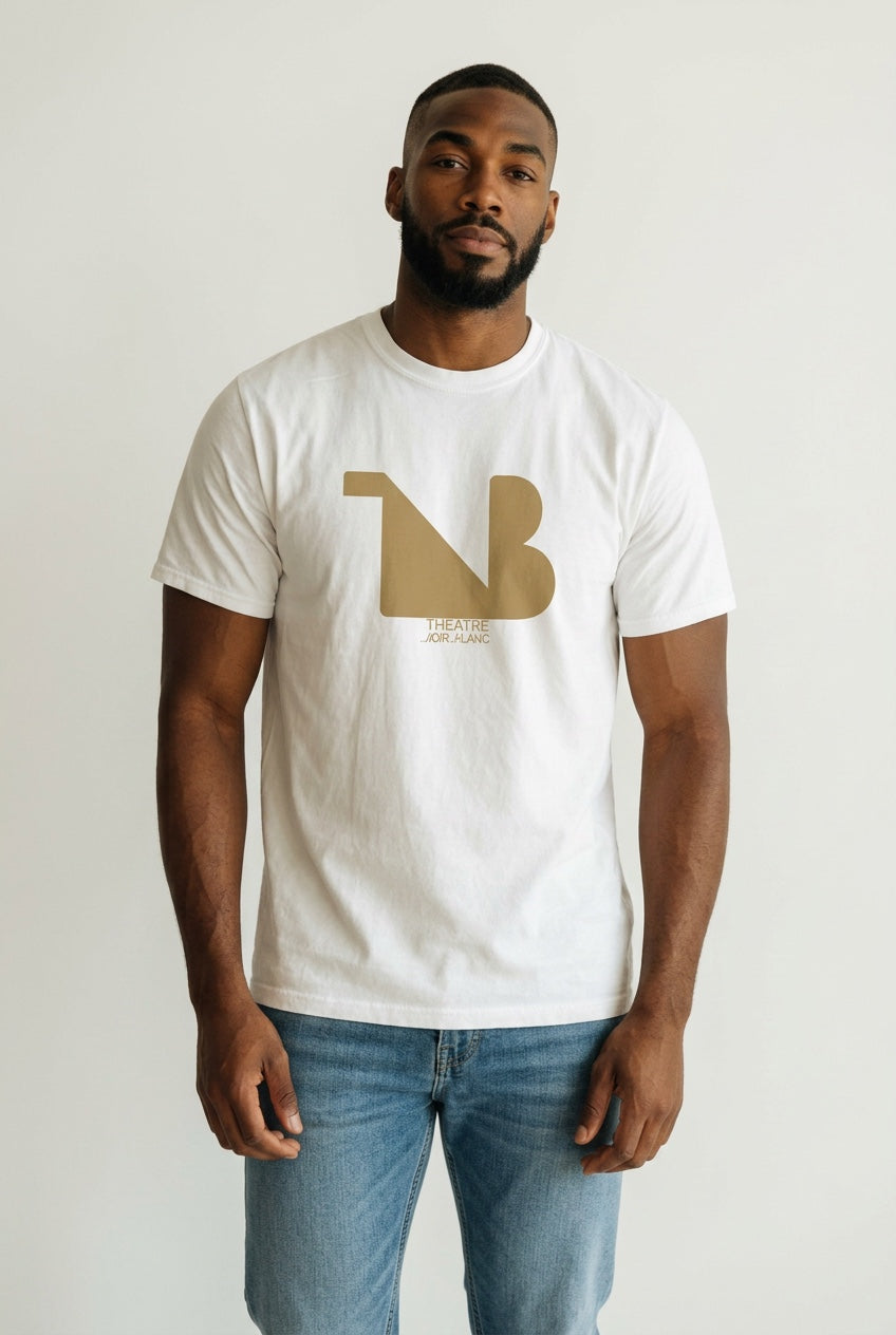 Crewneck Relaxed Fit Tee Shirts | THEATRE NOIR BLANC | Gold Logo