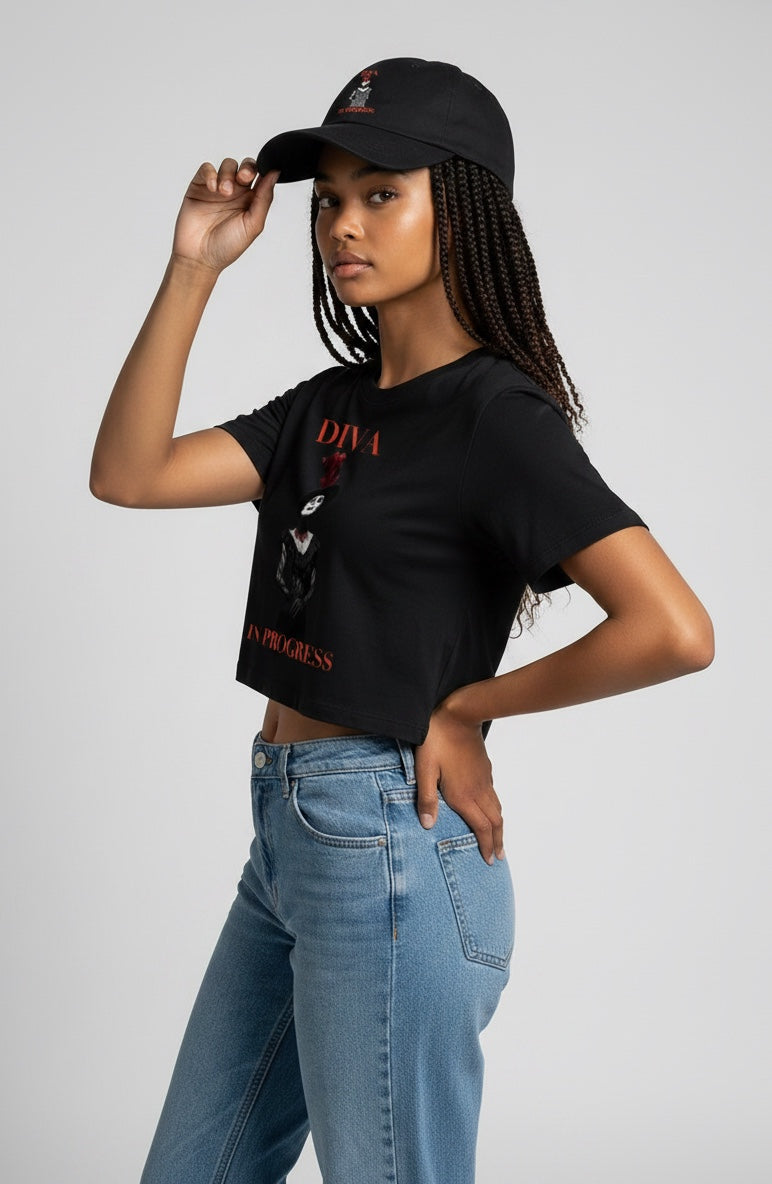 Statement Embroidered Baseball Cap — DIVA IN PROGRESS | Noir Aesthetic