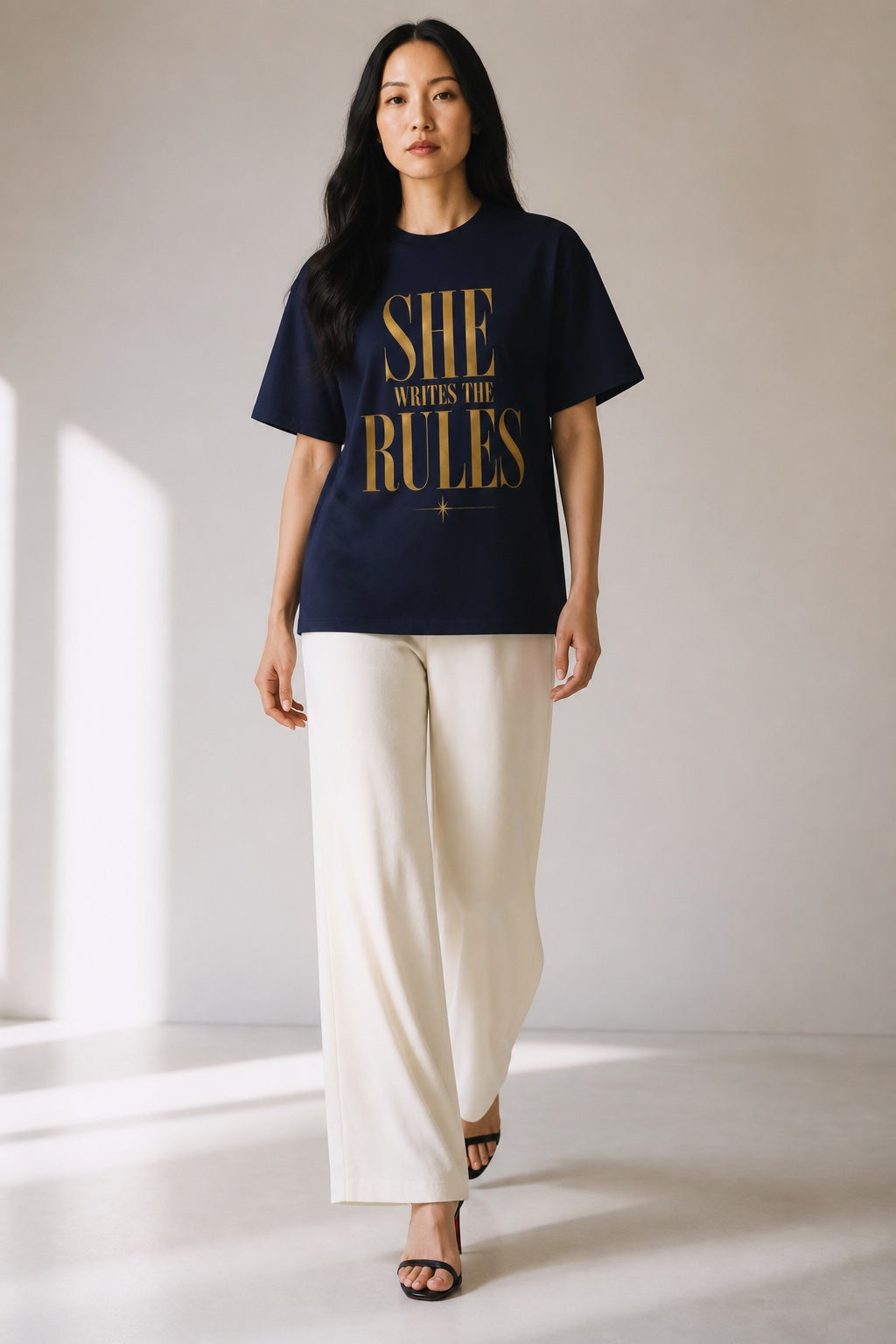 Crewneck Relaxed Fit Tee Shirt | SHE WRITES THE RULES | CONVERSATION COLLECTION