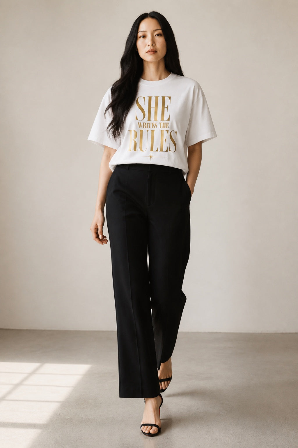 Crewneck Relaxed Fit Tee Shirt | SHE WRITES THE RULES | CONVERSATION COLLECTION