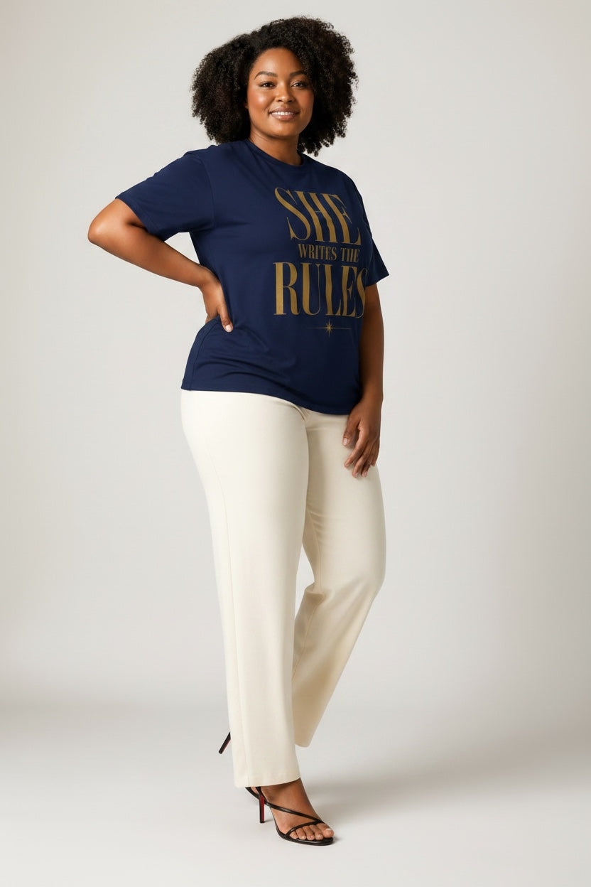 Crewneck Relaxed Fit Tee Shirt | SHE WRITES THE RULES | CONVERSATION COLLECTION