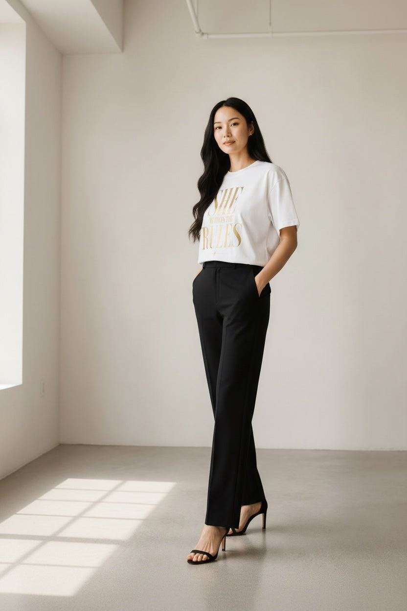 Crewneck Relaxed Fit Tee Shirt | SHE WRITES THE RULES | CONVERSATION COLLECTION