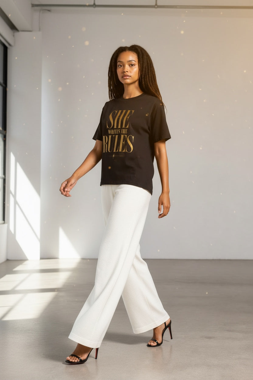 Crewneck Relaxed Fit Tee Shirt | SHE WRITES THE RULES | CONVERSATION COLLECTION
