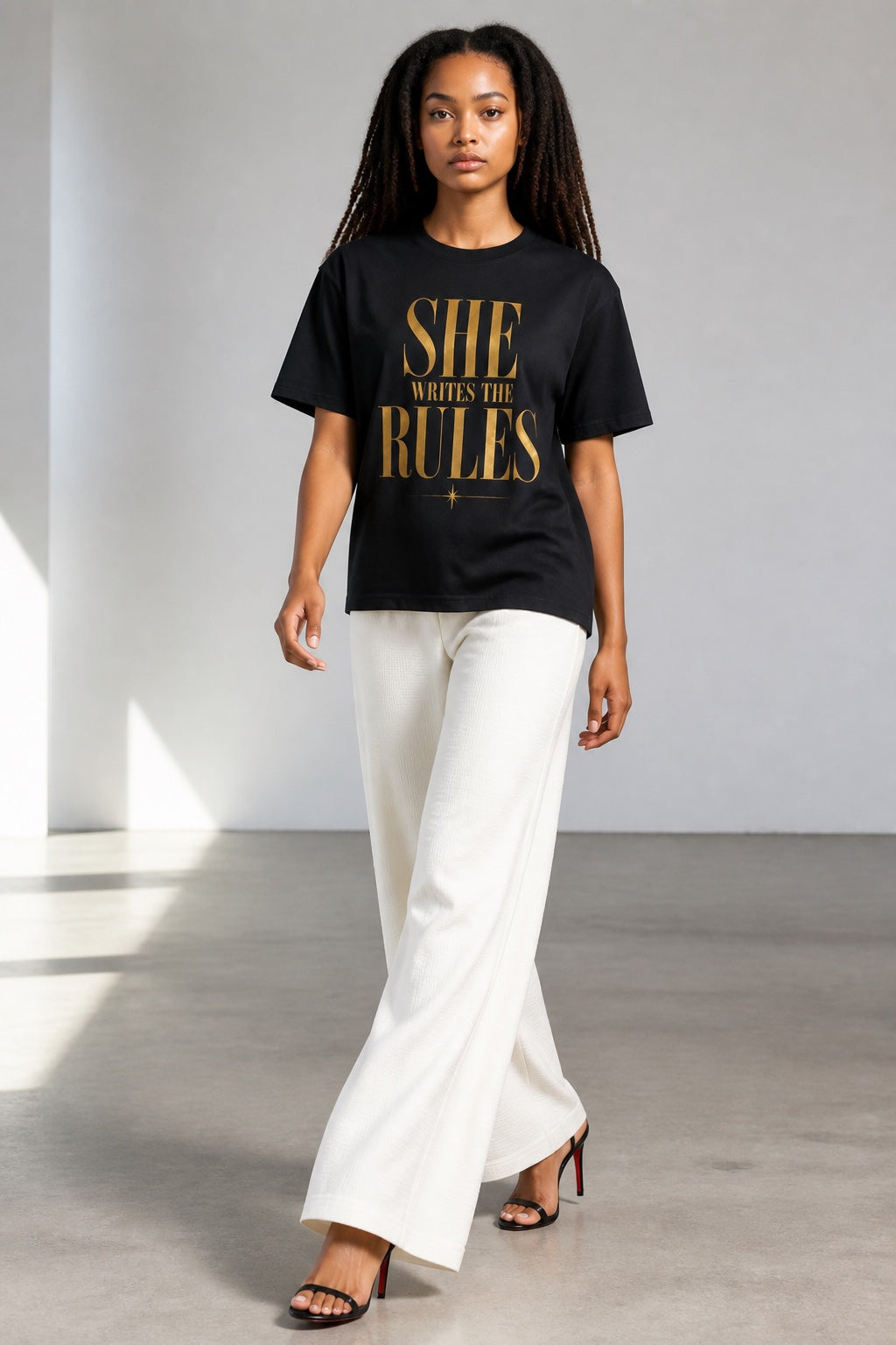 Crewneck Relaxed Fit Tee Shirt | SHE WRITES THE RULES | CONVERSATION COLLECTION