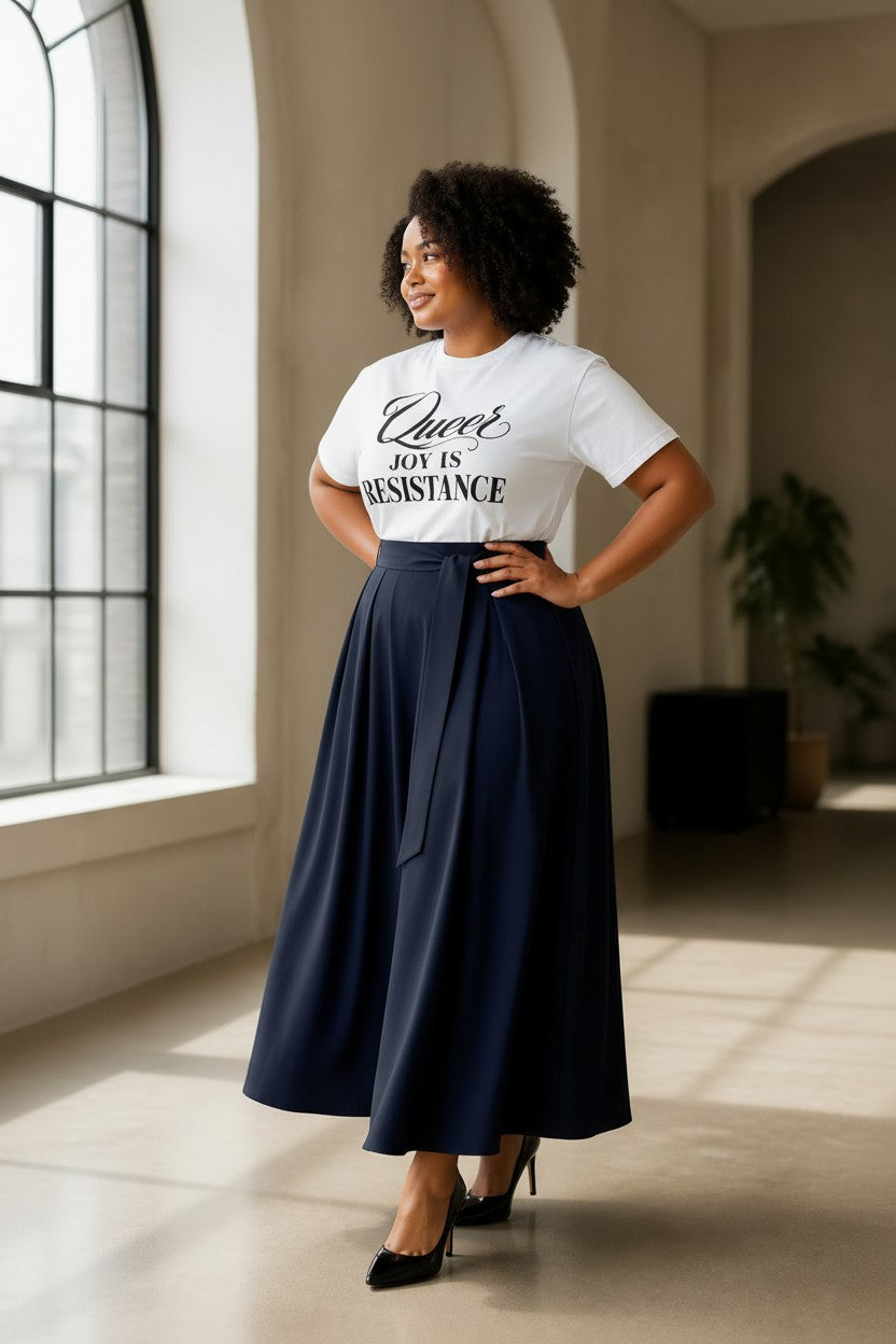 Crewneck Relaxed Fit Tee Shirt | QUEER JOY IS RESISTANCE | CONVERSATION COLLECTION