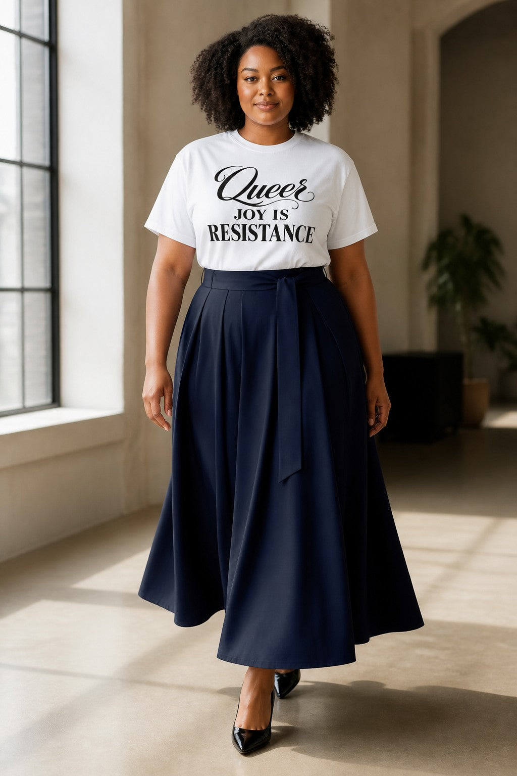 Crewneck Relaxed Fit Tee Shirt | QUEER JOY IS RESISTANCE | CONVERSATION COLLECTION