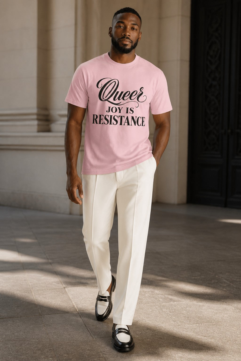 Crewneck Relaxed Fit Tee Shirt | QUEER JOY IS RESISTANCE | CONVERSATION COLLECTION