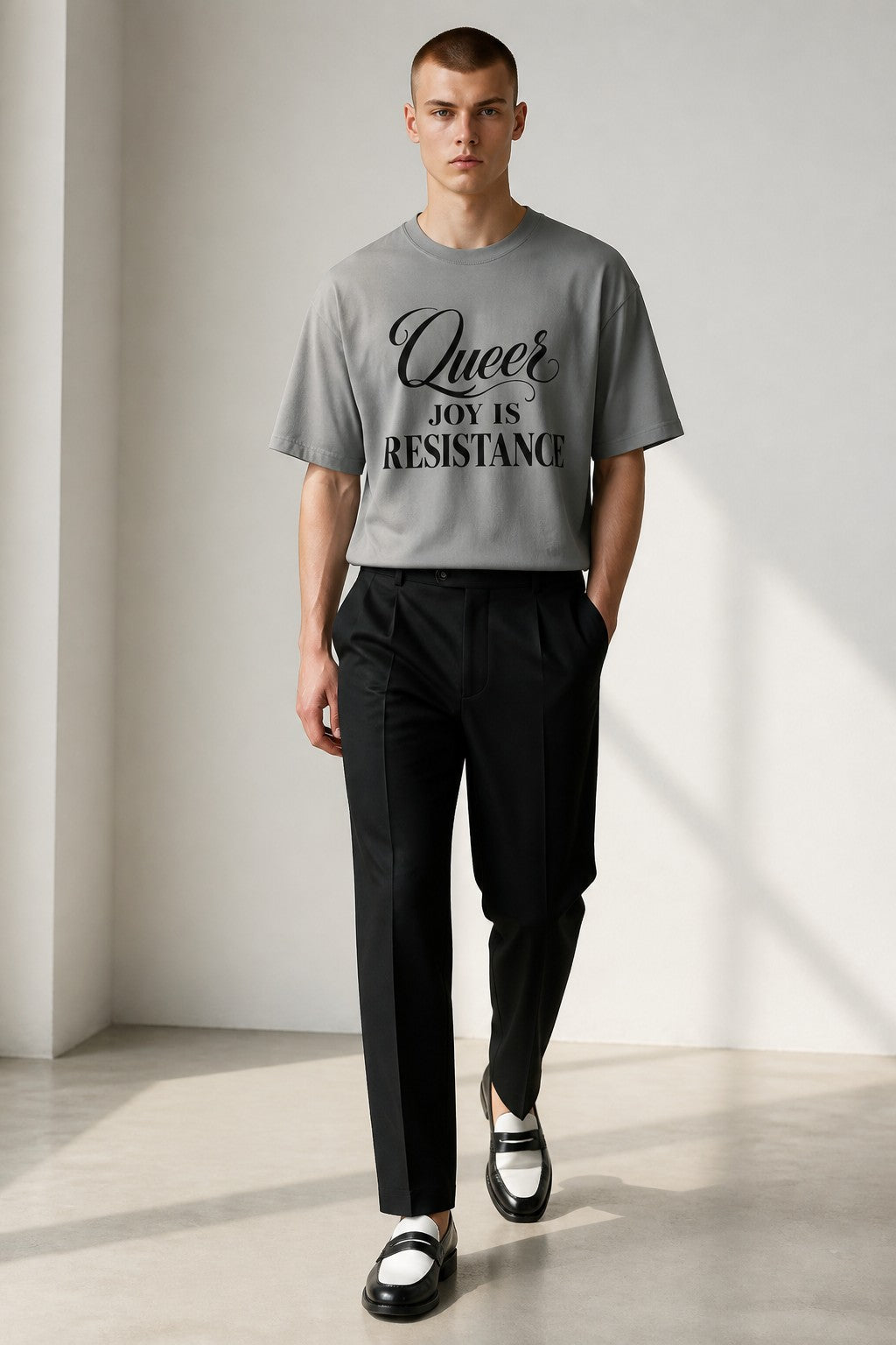Crewneck Relaxed Fit Tee Shirt | QUEER JOY IS RESISTANCE | CONVERSATION COLLECTION