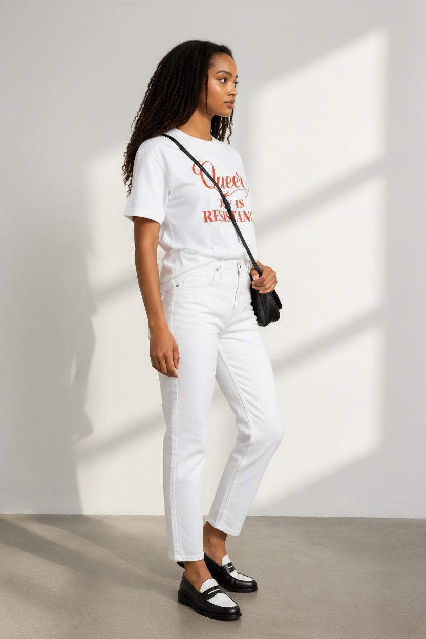 Crewneck Relaxed Fit Tee — QUEER JOY IS RESISTANCE | Conversation Collection