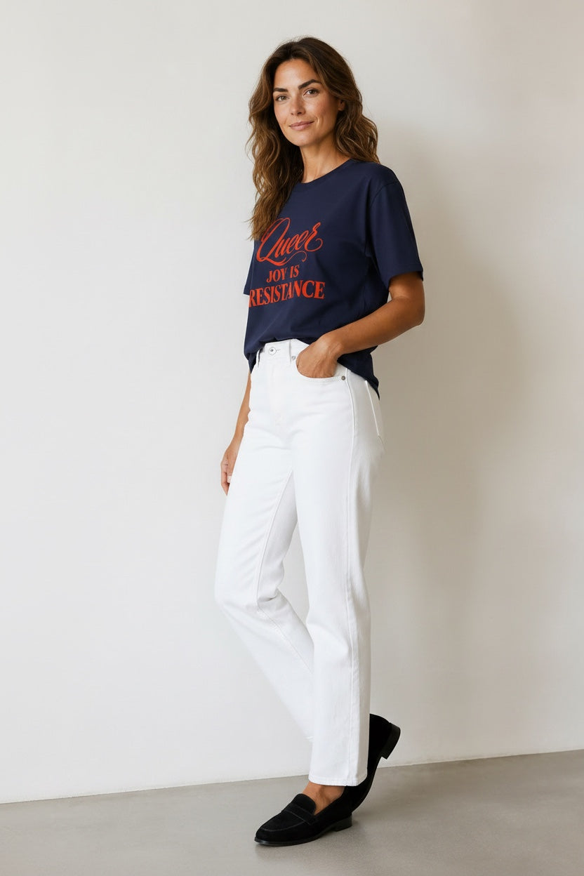 Crewneck Relaxed Fit Tee — QUEER JOY IS RESISTANCE | Conversation Collection