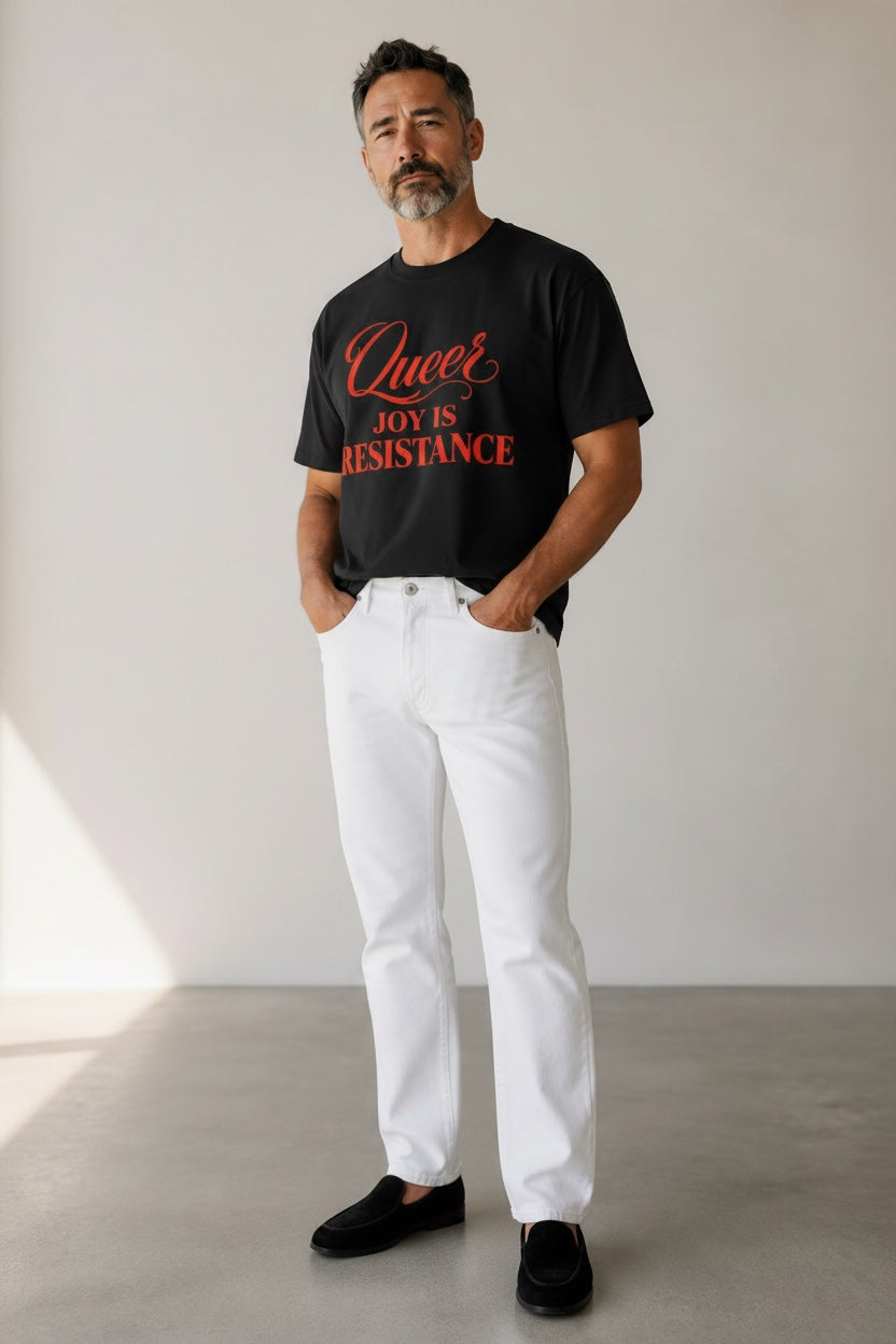 Crewneck Relaxed Fit Tee — QUEER JOY IS RESISTANCE | Conversation Collection