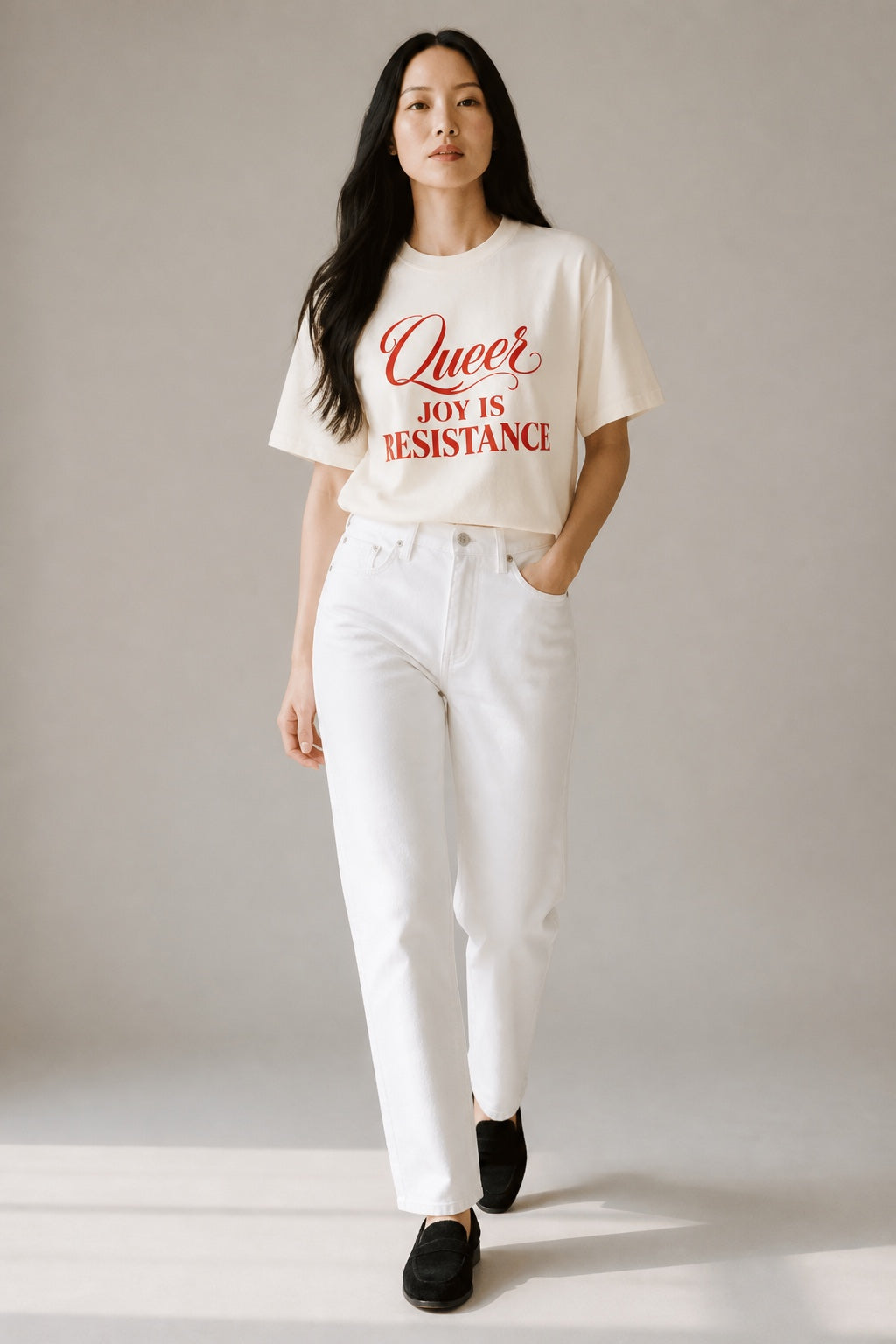 Crewneck Relaxed Fit Tee — QUEER JOY IS RESISTANCE | Conversation Collection