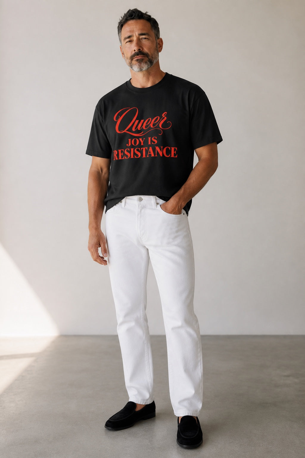 Crewneck Relaxed Fit Tee — QUEER JOY IS RESISTANCE | Conversation Collection