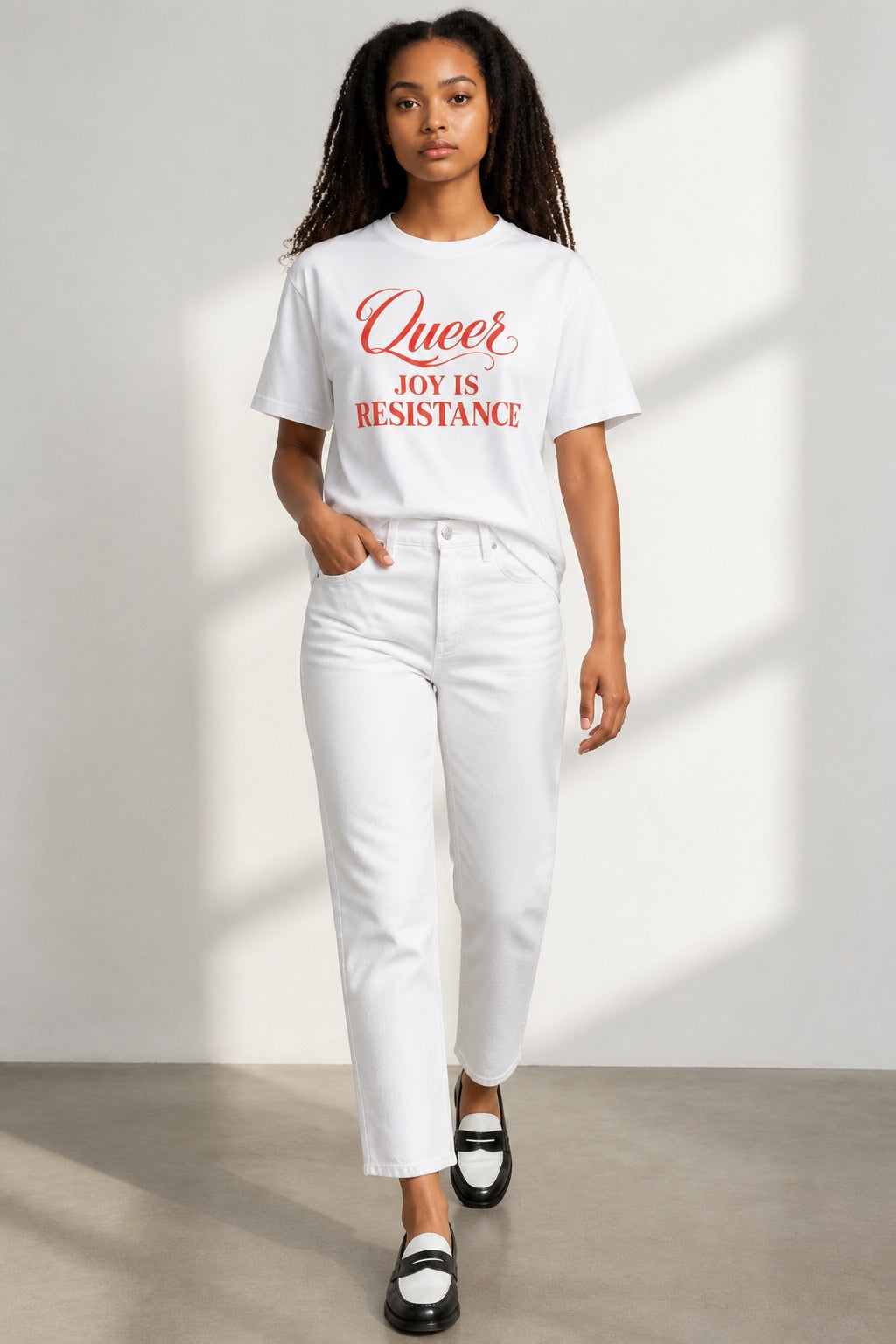Crewneck Relaxed Fit Tee — QUEER JOY IS RESISTANCE | Conversation Collection